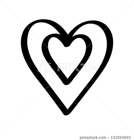 Abstract hand drawn heart symbol. Vector illustration isolated on a white background. 132054803