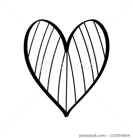 Shaded heart icon hand drawn. Vector illustration Isolated on a white background. 132054804