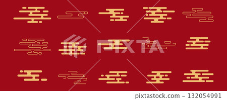 Asian cloud set Chinese and Japanese style. Traditional oriental. Tribal pattern. China ornament background for design prints.  132054991