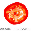 Sweet round peppers isolated on white background. Ripe round red paprika. Clipping path. Top view. 132055006