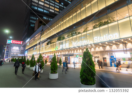 [Tokyo] Shinjuku Station city night view/Shinjuku New South Exit 132055392