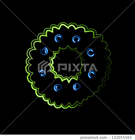 Vector isolated illustration of a Christmas wreath with neon effect. Vector isolated illustration of a Christmas wreath with neon effect. 132055565