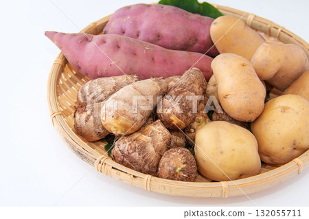 Three types of potatoes held in a colander Three types of potatoes held in a colander 132055711