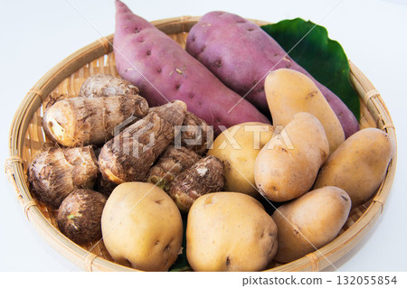 Three types of potatoes held in a colander Three types of potatoes held in a colander 132055854