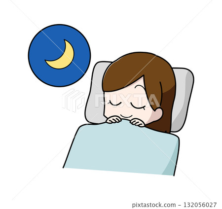 Illustration of a woman sleeping comfortably Illustration of a woman sleeping comfortably 132056027