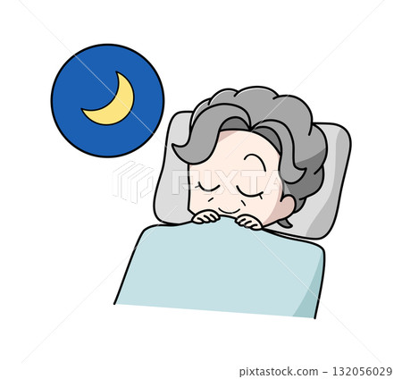一位老婦人舒適睡眠的插圖 一位老婦人舒適睡眠的插圖 132056029