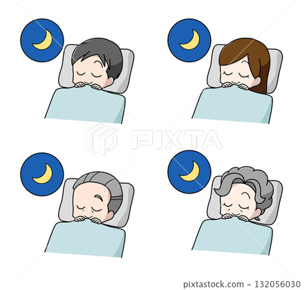 一組 4 幅成人舒適睡眠的插圖 132056030