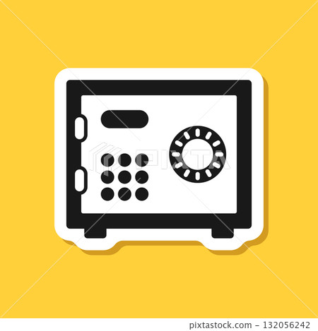 Metal bank safe sticker icon in flat style. Money vault vector illustration on isolated background. Storage sign business concept. Metal bank safe sticker icon in flat style. Money vault vector illustration on isolated background. Storage sign business concept. 132056242