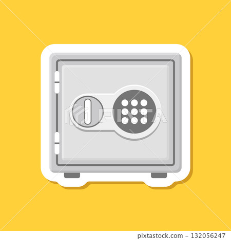 Metal bank safe sticker icon in flat style. Money vault vector illustration on isolated background. Storage sign business concept. Metal bank safe sticker icon in flat style. Money vault vector illustration on isolated background. Storage sign business concept. 132056247