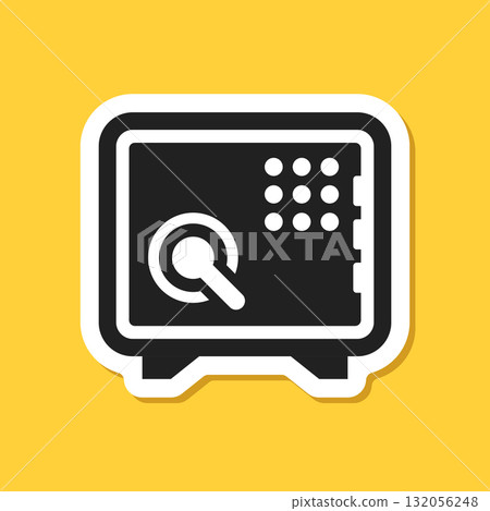 Metal bank safe sticker icon in flat style. Money vault vector illustration on isolated background. Storage sign business concept. Metal bank safe sticker icon in flat style. Money vault vector illustration on isolated background. Storage sign business concept. 132056248