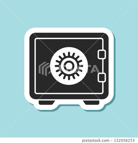 Metal bank safe sticker icon in flat style. Money vault vector illustration on isolated background. Storage sign business concept. Metal bank safe sticker icon in flat style. Money vault vector illustration on isolated background. Storage sign business concept. 132056253