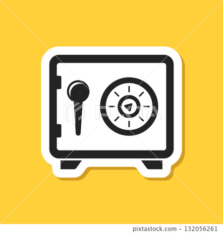 Metal bank safe sticker icon in flat style. Money vault vector illustration on isolated background. Storage sign business concept. Metal bank safe sticker icon in flat style. Money vault vector illustration on isolated background. Storage sign business concept. 132056261