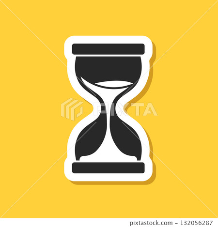 Hourglass sticker icon in flat style. Sandglass vector illustration on isolated background. Sand clock sign business concept. Hourglass sticker icon in flat style. Sandglass vector illustration on isolated background. Sand clock sign business concept. 132056287