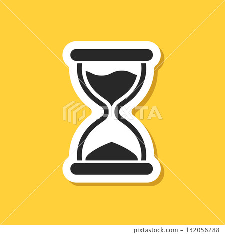 Hourglass sticker icon in flat style. Sandglass vector illustration on isolated background. Sand clock sign business concept. 132056288