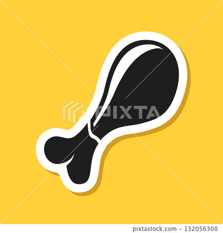 Chicken leg sticker icon in flat style. Fast food menu vector illustration on isolated background. Drumstick sign business concept. 132056308