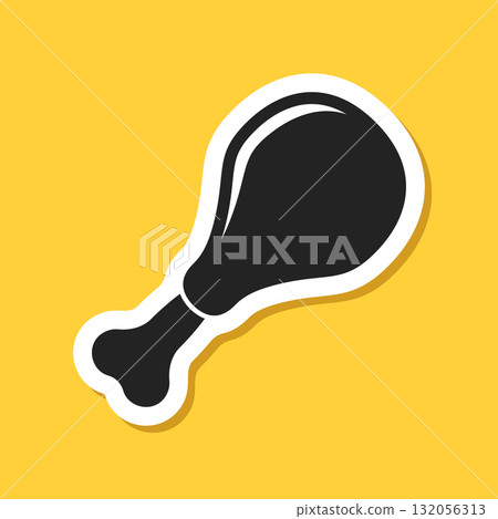 Chicken leg sticker icon in flat style. Fast food menu vector illustration on isolated background. Drumstick sign business concept. Chicken leg sticker icon in flat style. Fast food menu vector illustration on isolated background. Drumstick sign business concept. 132056313