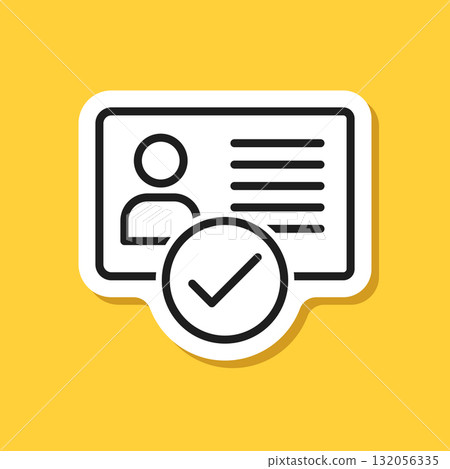 Driver license sticker icon in flat style. Identification document vector illustration on isolated background. Profile card sign business concept. Driver license sticker icon in flat style. Identification document vector illustration on isolated background. Profile card sign business concept. 132056335