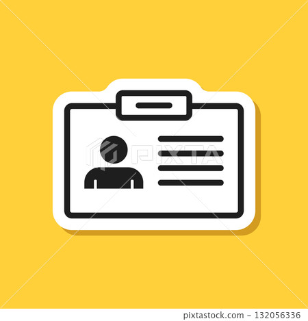 Driver license sticker icon in flat style. Identification document vector illustration on isolated background. Profile card sign business concept. 132056336