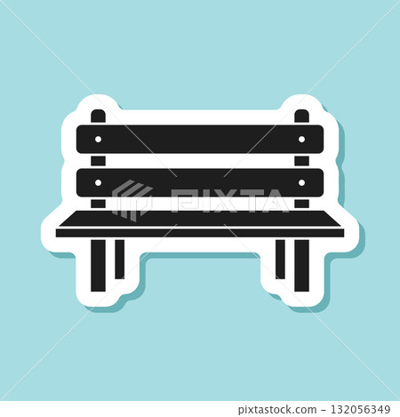 Bench sticker icon in flat style. Comfortable rest vector illustration on isolated background. Park chair sign business concept. Bench sticker icon in flat style. Comfortable rest vector illustration on isolated background. Park chair sign business concept. 132056349