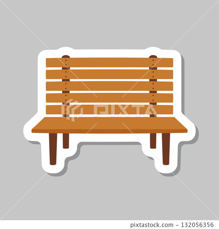 Bench sticker icon in flat style. Comfortable rest vector illustration on isolated background. Park chair sign business concept. 132056356