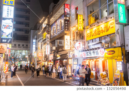 Tokyo: Shinjuku West Exit, the neon-lit entertainment district Tokyo: Shinjuku West Exit, the neon-lit entertainment district 132056498