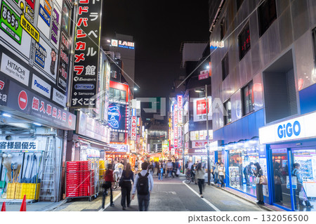 Tokyo: Shinjuku West Exit, the neon-lit entertainment district Tokyo: Shinjuku West Exit, the neon-lit entertainment district 132056500