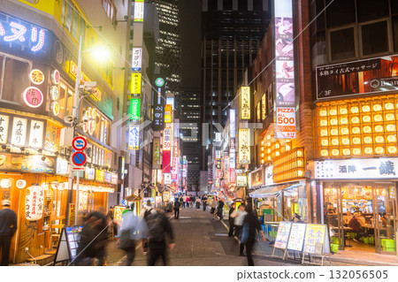 Tokyo: Shinjuku West Exit, the neon-lit entertainment district Tokyo: Shinjuku West Exit, the neon-lit entertainment district 132056505