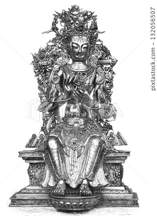 19th Century Buddhist Studies Illustration of the Buddha Statue Maitreya Bodhisattva 19th Century Buddhist Studies Illustration of the Buddha Statue Maitreya Bodhisattva 132056507