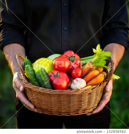 Basket full of vegetables 132056562