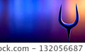 Abstract art piece featuring a stylized design in blue and purple tones with a striking shape on the right side 132056687