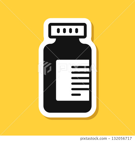 Pills capsules sticker icon in flat style. Medical tablet vector illustration on isolated background. Healthcare drug sign business concept. 132056717