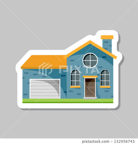 House sticker icon in flat style. Home vector illustration on isolated background. Apartment building sign business concept. House sticker icon in flat style. Home vector illustration on isolated background. Apartment building sign business concept. 132056743
