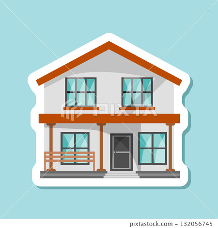 House sticker icon in flat style. Home vector illustration on isolated background. Apartment building sign business concept. House sticker icon in flat style. Home vector illustration on isolated background. Apartment building sign business concept. 132056745