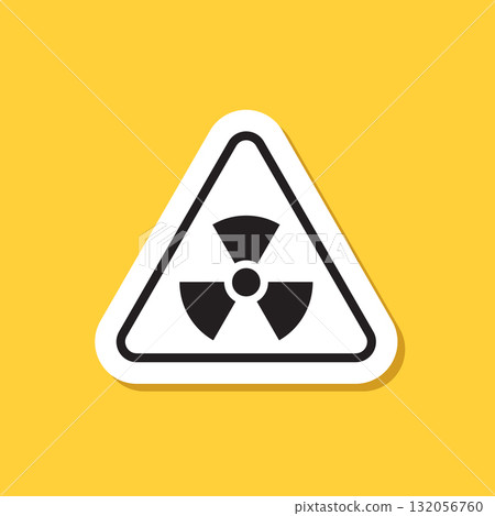 Radioactive material sticker icon in flat style. Radiation danger vector illustration on isolated background. Caution sign business concept. 132056760