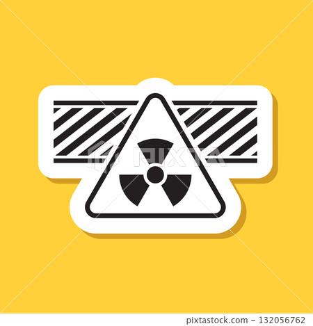 Radioactive material sticker icon in flat style. Radiation danger vector illustration on isolated background. Caution sign business concept. Radioactive material sticker icon in flat style. Radiation danger vector illustration on isolated background. Caution sign business concept. 132056762