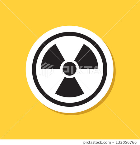 Radioactive material sticker icon in flat style. Radiation danger vector illustration on isolated background. Caution sign business concept. Radioactive material sticker icon in flat style. Radiation danger vector illustration on isolated background. Caution sign business concept. 132056766