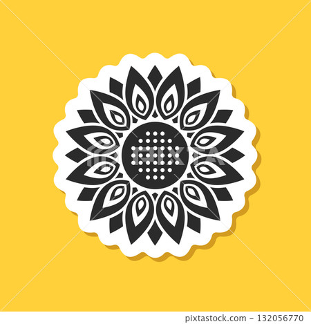 Sunflower sticker icon in flat style. Flora vector illustration on isolated background. Sunflower sign business concept. Sunflower sticker icon in flat style. Flora vector illustration on isolated background. Sunflower sign business concept. 132056770