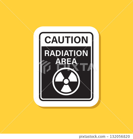 Radioactive material sticker icon in flat style. Radiation danger vector illustration on isolated background. Caution sign business concept. Radioactive material sticker icon in flat style. Radiation danger vector illustration on isolated background. Caution sign business concept. 132056820