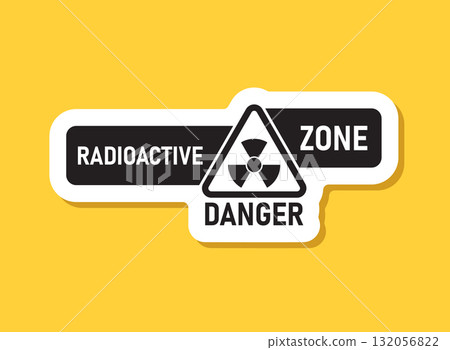 Radioactive material sticker icon in flat style. Radiation danger vector illustration on isolated background. Caution sign business concept. Radioactive material sticker icon in flat style. Radiation danger vector illustration on isolated background. Caution sign business concept. 132056822
