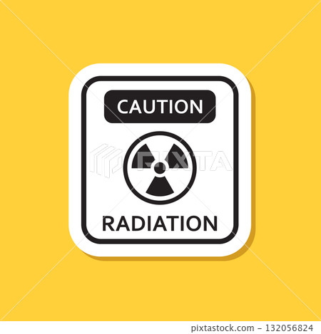 Radioactive material sticker icon in flat style. Radiation danger vector illustration on isolated background. Caution sign business concept. Radioactive material sticker icon in flat style. Radiation danger vector illustration on isolated background. Caution sign business concept. 132056824