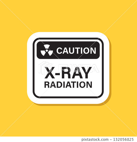 Radioactive material sticker icon in flat style. Radiation danger vector illustration on isolated background. Caution sign business concept. 132056825