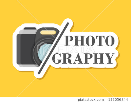 Camera sticker icon in flat style. Photography vector illustration on isolated background. Photo sign business concept. Camera sticker icon in flat style. Photography vector illustration on isolated background. Photo sign business concept. 132056844