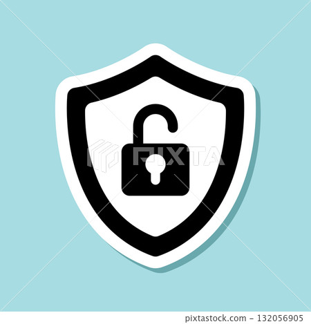 Secure sticker icon in flat style. Privacy guarantee vector illustration on isolated background. Safety risk sign business concept. 132056905