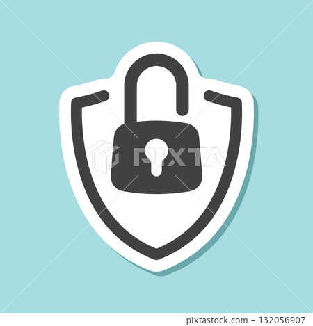 Secure sticker icon in flat style. Privacy guarantee vector illustration on isolated background. Safety risk sign business concept. 132056907