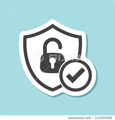 Secure sticker icon in flat style. Privacy guarantee vector illustration on isolated background. Safety risk sign business concept. 132056908