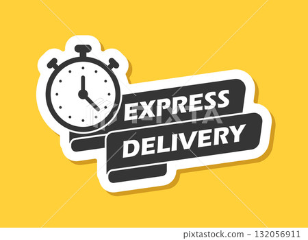 Express delivery sticker icon in flat style. Fast shipping vector illustration on isolated background. Commercial service sign business concept. 132056911