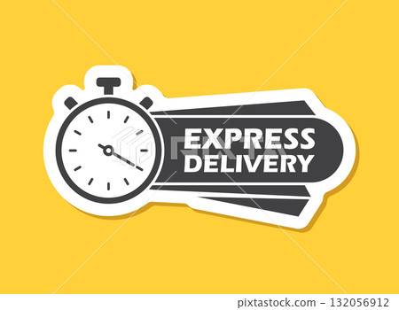 Express delivery sticker icon in flat style. Fast shipping vector illustration on isolated background. Commercial service sign business concept. 132056912