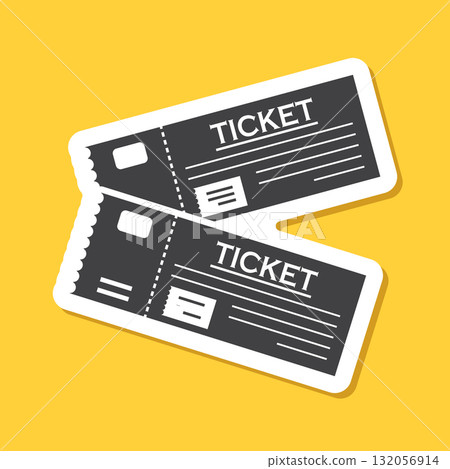 Ticket sticker icon in flat style. Coupon vector illustration on isolated background. Admit one sign business concept. Ticket sticker icon in flat style. Coupon vector illustration on isolated background. Admit one sign business concept. 132056914