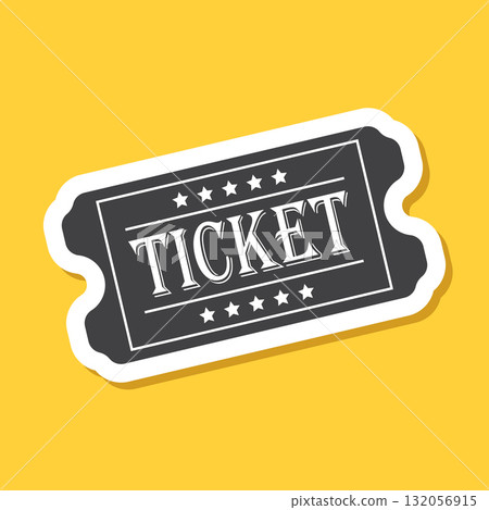 Ticket sticker icon in flat style. Coupon vector illustration on isolated background. Admit one sign business concept. Ticket sticker icon in flat style. Coupon vector illustration on isolated background. Admit one sign business concept. 132056915