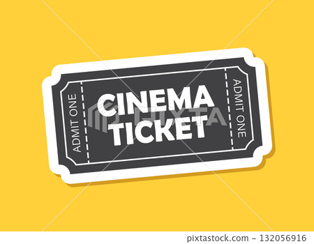 Ticket sticker icon in flat style. Coupon vector illustration on isolated background. Admit one sign business concept. Ticket sticker icon in flat style. Coupon vector illustration on isolated background. Admit one sign business concept. 132056916